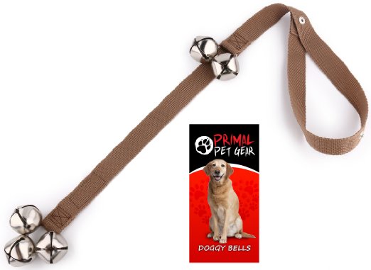 Primal Pet Gear Dog Bells for Potty Training Your Puppy the Easy Way - Premium Quality - 5 Extra Large Loud 1.4" DoorBells - Tough Nylon - Adjustable Door Bell Length for Small, Medium and Large Dogs