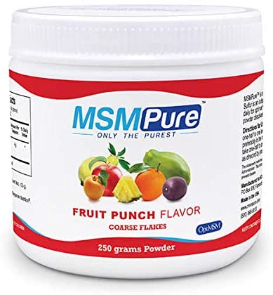 Kala Health MSMPure Fruit Punch Flavored, Coarse Powder Flakes, Organic Sulfur Crystals, 99.9% Pure Distilled MSM Supplement, Made in The USA, 8.8 oz