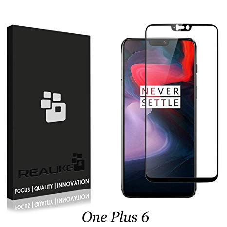 REALIKE® OnePlus 6 Screen Protector, 9H Full Coverage HD Clear Tempered Glass for OnePlus 6