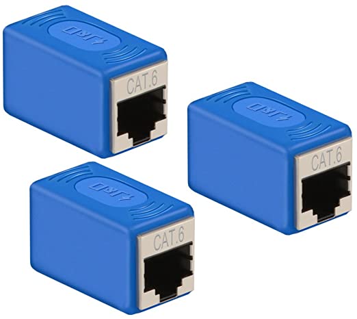 Ethernet Cable Extender Adapter - Upgrade Version, J&D Cat 6 Ethernet Coupler Extender Adapter - Support Cat6 / Cat5e / Cat5 Standards, RJ45 Adapter Cords Shielded Female to Female (3 Pack)