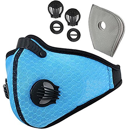 Infityle Dustproof Mask - Activated Carbon Dust Masks - with Extra Filter Cotton Sheet and Valves for Exhaust Gas, Anti Pollen Allergy, PM2.5, Running, Cycling, Outdoor Activities