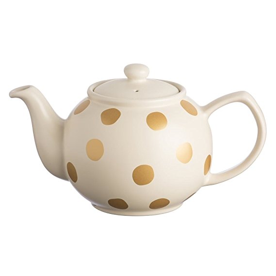 Price & Kensington Gold Spot fine Stoneware Cream 6 Cup Teapot, Multicoloured