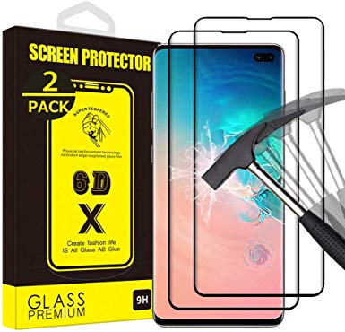 (2-Pack) Yoyamo for Samsung Galaxy S10 Plus Tempered Glass Screen Protector Gl10, Full Screen Coverage, Black