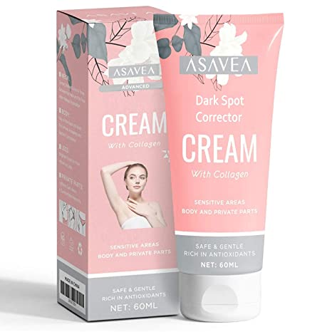 AsaVea Dark Spot Cream- Upgraded Formula with Kojic Acid and Collagen - Even Nourishes Moisturizes Underarm, Neck, Knees, Elbows, Between Legs