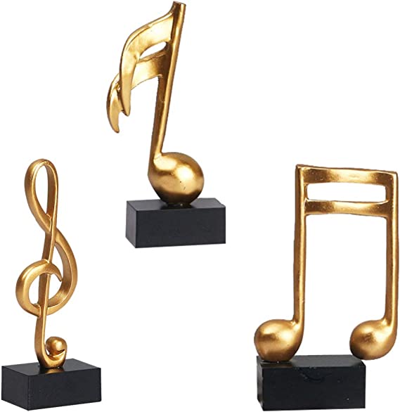 DOITOOL 3pcs Resin Note Figurines Tabletop Musical Sculpture Statue Crafts Music Note Figurine Decorations Gifts for Home Office Decor Piano Gifts Souvenirs