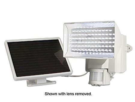 MAXSA Solar-Powered Security Floodlight, Motion-Activated 80 LED Outdoor Safety Light, Off-White 40225