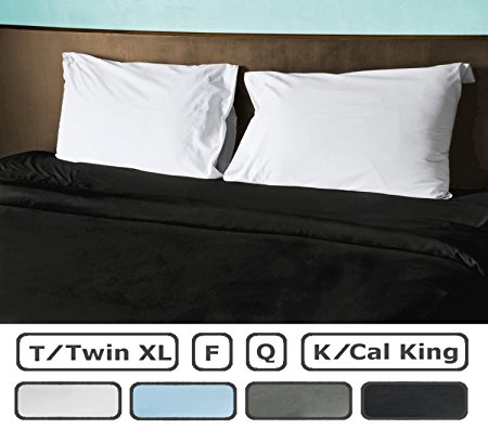 Queen Size Flat Sheet Only - 300 Thread Count 100% Egyptian Cotton - Fitted Sheets Sold Separately for Set - 100% Satisfaction Guarantee (Black)