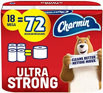 Charmin Ultra Strong Toilet Paper 18 Mega Rolls Bathroom Tissue = 72 Regular Rolls