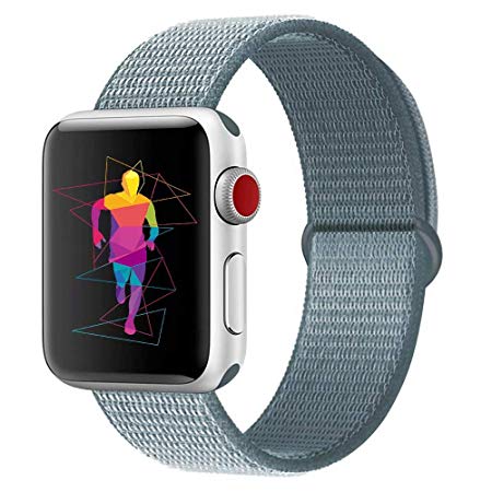 INTENY Sport Band Compatible with Apple Watch 38mm 40mm 42mm 44mm, Soft Lightweight Breathable Nylon Sport Loop, Strap Replacement for iWatch Series 4, Series 3, Series 2, Series 1