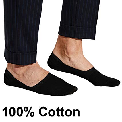 No Show Socks Men Low Cut Loafer Socks Mens Pack 100% Cotton Socks With Non Slip Grippers