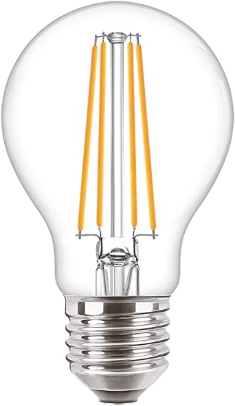 Philips CorePro 7W (60W Replacement) LED Lamp, E27 Edison Screw, Non-Dimmable, Warm White, A60 Clear Bulb