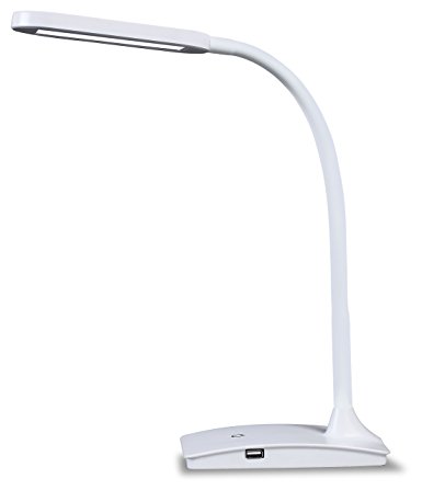 TW Lighting IVY-40WT The IVY LED Desk Lamp with USB Port, 3-Way Touch Switch, White