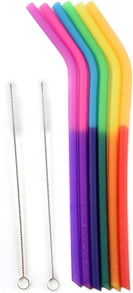 Collections Etc Eco-friendly Color Changing Reusable Straws, Set of 6