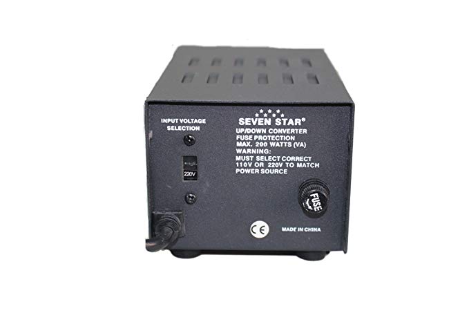 SEVENSTAR 200W Heavy-Duty Continuous Use Voltage Converter Transformer Can for Both 110V/120V (TC 200)