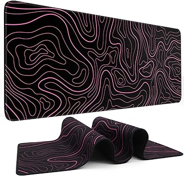 DIGSOM Gaming Mouse Pad Large 31.5 x 11.8in Desk Mat Topographic Mouse Pad with Anti-Slip Rubber Base, Extended Mouse Pad XL Keyboard Pad Minimalist Geographic Desk Pad for Mouse