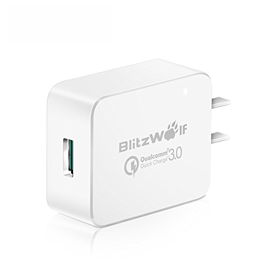 Qualcomm Quick Charge 3.0 Charger, BlitzWolf QC3.0 18W USB Wall Charger Adapter Backwards Compatible with QC2.0 for Letv Max Pro, Samsung S7 Edge, LG G5, HTC One A9 (White)