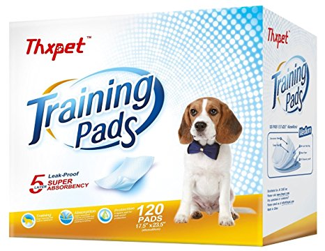Thxpet Pet Training Pads (120 Pack), 17.5" x 23.5"