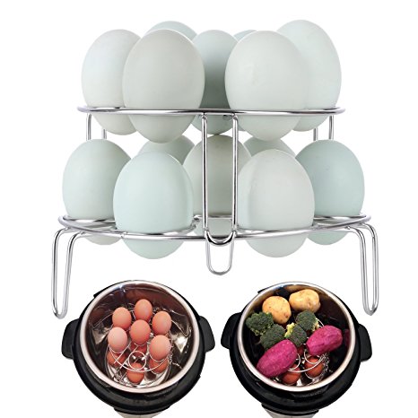 [IP BUNDLE] 2-Pack Egg Steamer Rack for Instant Pot Accessories / Stackable Steam Rack for Pressure Cooker Accessories