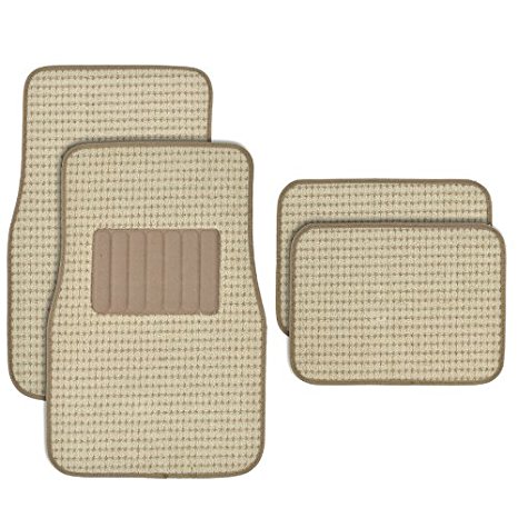 BDK MT-302-BG Beige Heavy Woven Berber Style Carpet Floor Mat for Cars- 4 Piece