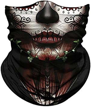 Obacle Skull Face Mask for Women Men Dust Wind Sun Protection Seamless Bandana Face Mask for Rave Festival Motorcycle Riding Biker Fishing Hunting Outdoor Running Tube Mask Multifunctional Headwear