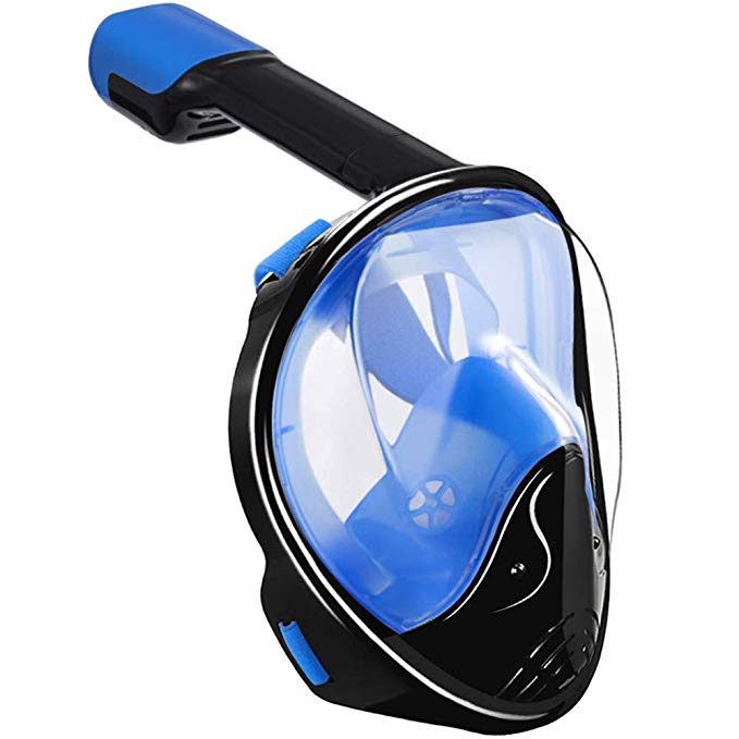 Full Face Snorkel Mask,180 Panoramic View Anti Fog Anti Leak Snorkeling Mask,Comfort and Superior Optics in A Snorkel Mask with Detachable Camera Mount for Adult and Kids