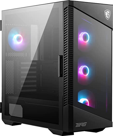 MSI MPG Velox 100R - Mid-Tower Gaming PC Case: Tempered Glass Side Panel, 4 x 120mm ARGB Fans, Liquid Cooling Support up to 360mm Radiator, Mesh Panel for Optimized Airflow