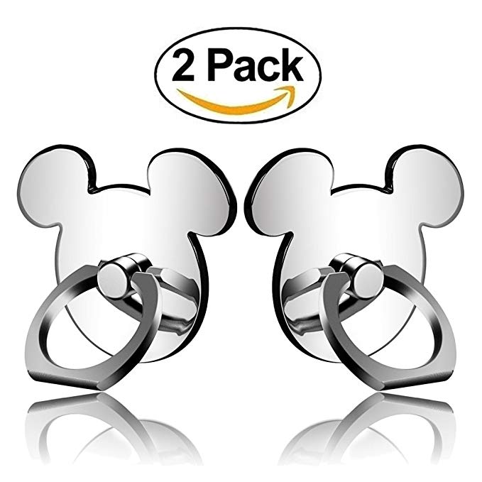 AiKiTi Silver Gift Phone Ring Stand Holder 2 Pack 360° Rotation Phone Grip Kickstand Universal Smartphone Cell Phone Ring for iPhone X 8 7 Plus 6S 6 5 5S Samsung Galaxy Huawei