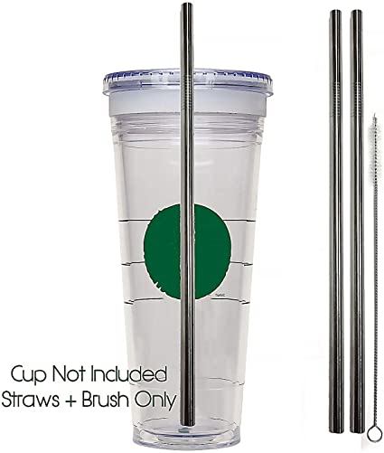 Venti Travel Mug Replacement Straws 2qty - Stainless Steel For Hot & Cold To-Go Drink Cups