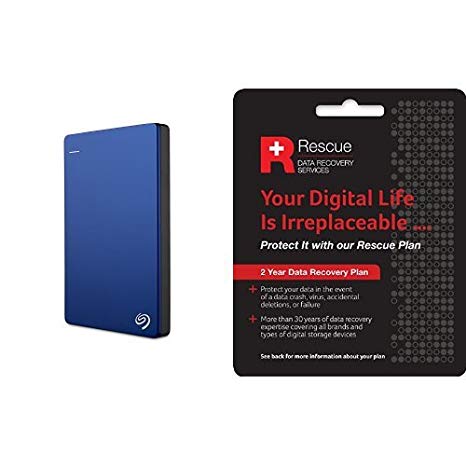 Seagate 2 TB Backup Plus Slim USB 3.0 Portable 2.5 Inch External Hard Drive for PC and Mac with 2 Years Data Recovery Plan   2 Months Free Adobe Creative Cloud Photography Plan - Blue