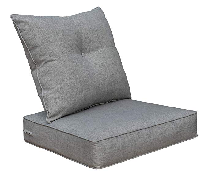 Bossima Cushions for Patio Furniture, Outdoor Water Repellent Fabric, Deep Seat Pillow and High Back Design,Sliver/Light Grey