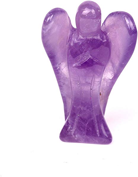 TGS GemsÂ® 1.4"Angel Amethyst carved healing crystals pocket guardian Reiki Statue-TGS Gems