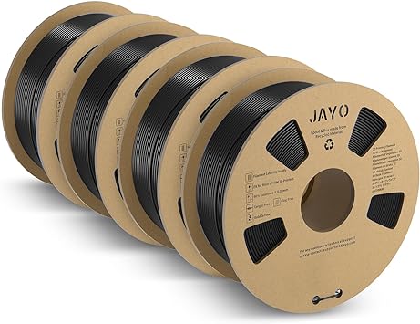 JAYO PLA  Filament 1.75mm,3D Printer Filament PLA Plus Dimensional Accuracy  /- 0.02 mm, 1.1 Kg Per Spool, Black Pack of 4