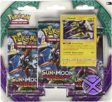 Pokemon TCG: Sun & Moon Guardians Rising, Blister Pack Containing 3 Booster Packs and Featuring A Special Turtonator Or Vikavolt Card