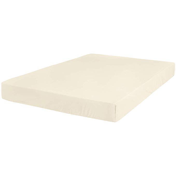AmazonBasics Ultra-Soft Fitted Sheet - Breathable, Easy to Wash - Queen, Ivory