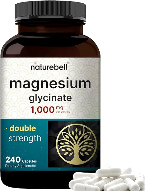 Magnesium Glycinate Supplement 1,000mg | 500mg Per Capsule, 240 Pills | 100% Chelated & Purified – Non-GMO & Gluten Free