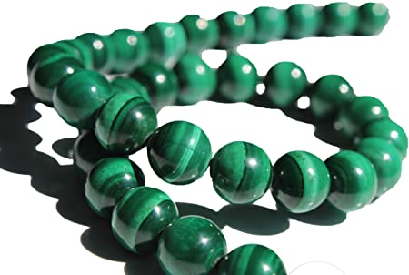 Malachite 8mm Natural, Energy Gemstone | Healing Power for Jewelry Making | Loose Beads | 1strand 15.5 inch (46-50 Beads) | Well Polished Round | Oxxysaon