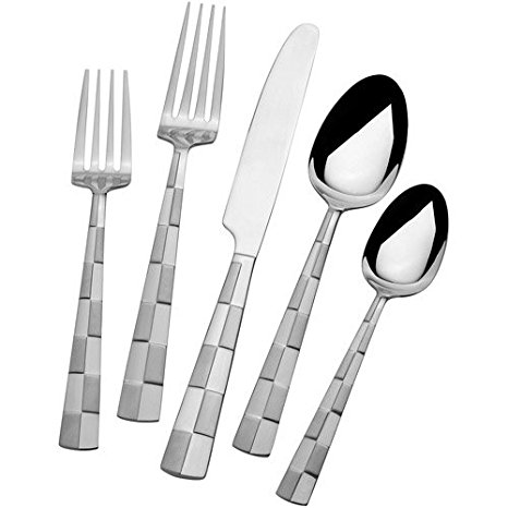 International Silver Checkered Frost Stainless Steel Flatware, 20-Piece Set, Service for 4 (5108515)