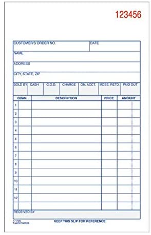 Adams Sales Order Book, 3-Part, Carbonless, White/Canary/Pink, 4-3/16 7-3/16 Inches, 50 Sets per Book (TC4705)