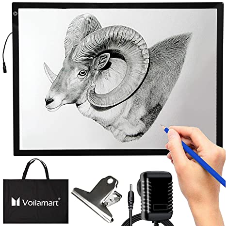 Voilamart A3 Light Box Drawing 12V LED Tracing Board with 3 Level Brightness Ultra Thin Artist Copy Board Micro Artcraft Animation Light Drawing Pad