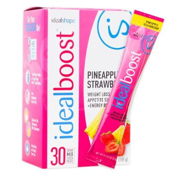 IdealBoost, Weight Loss Drink Packets, Pineapple Strawberry, w/ Hunger Blocking and Energy Blends, 30 Servings