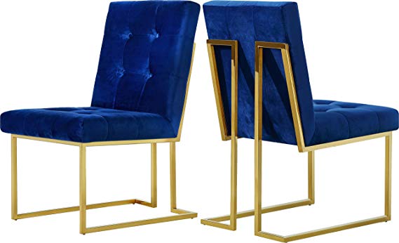Meridian Furniture 714Navy-C Pierre Velvet Dining Chair, Set of 2,  Navy