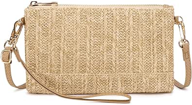 LAM GALLERY Straw Clutch Purse for Beach Summer Vacation Bag Woven Handbag for Women