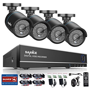 [Better Than 1280TVL] SANNCE 8CH 720P AHD CCTV Camera Systems with 4pcs Indoor/Outdoor Day Night Vision 1280x720P Bullet Cameras( 1.0 Mega-Pixels, USB Backup, Hi-Resolution Full HD, Vandal and Weather-Proof Body, Superior Night Vision, Free Mobile App, Easy Setup) No HDD Included