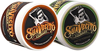 Suavecito Duo Bundle. Original Hold (4 oz) and Matte Pomade (4 oz) Variations. Strong Hold Styling Hair Pomades for Men.