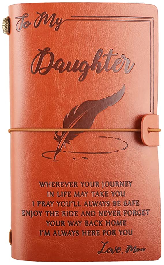 To My Daughter Leather Journal - I'll Always Here for You, Love Mom - 140 Page Keepsake Gift, Refillable Journal Notebook Travel Journal Diary Graduation Back to School Gift for Daughter from Mom