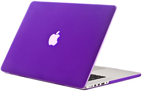 Kuzy - Rubberized Hard Case for Older MacBook Pro 15.4" with Retina Display A1398 15-Inch Plastic Shell Cover - PURPLE