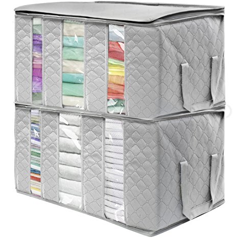 Sorbus Foldable Storage Bag Organizers, 3 Sections, Great for Clothes, Blankets, Closets, Bedrooms, and more