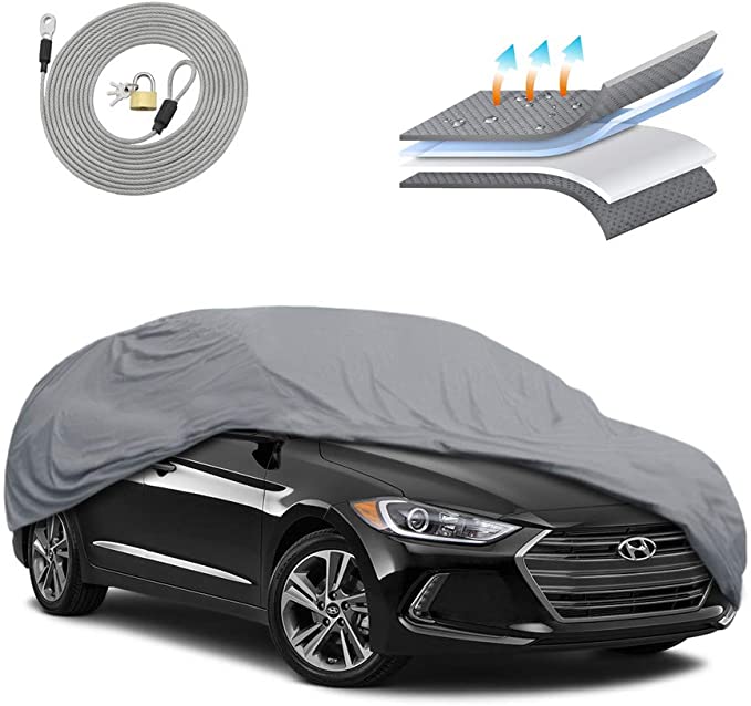 Motor Trend OC443 4 Layer Series Outdoor Car Cover Custom Fit for Hyundai Elantra 2000-2018 All Weather Protect Waterproof