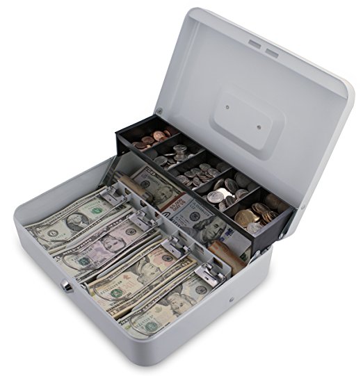 Kolibri Cash Box with Coin Tray and Lock (White)