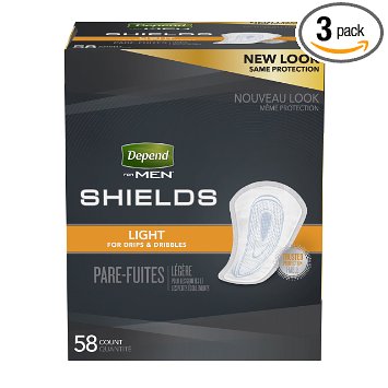 Depend Incontinence Shields for Men, Light Absorbency, Packaging May Vary (pack of 3)